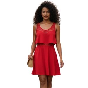 BELINDA RED LACE DRESS SZ.M EUC.